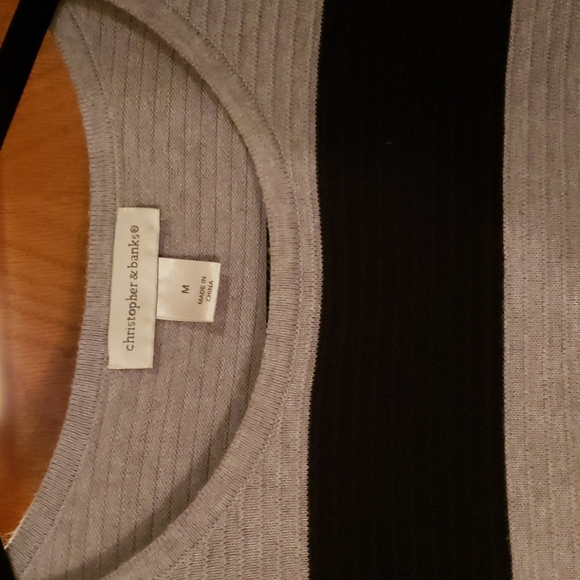$15 or 2/$20!Christopher & Banks Gray & Black Striped Sweater Size Medium - Picture 2 of 6